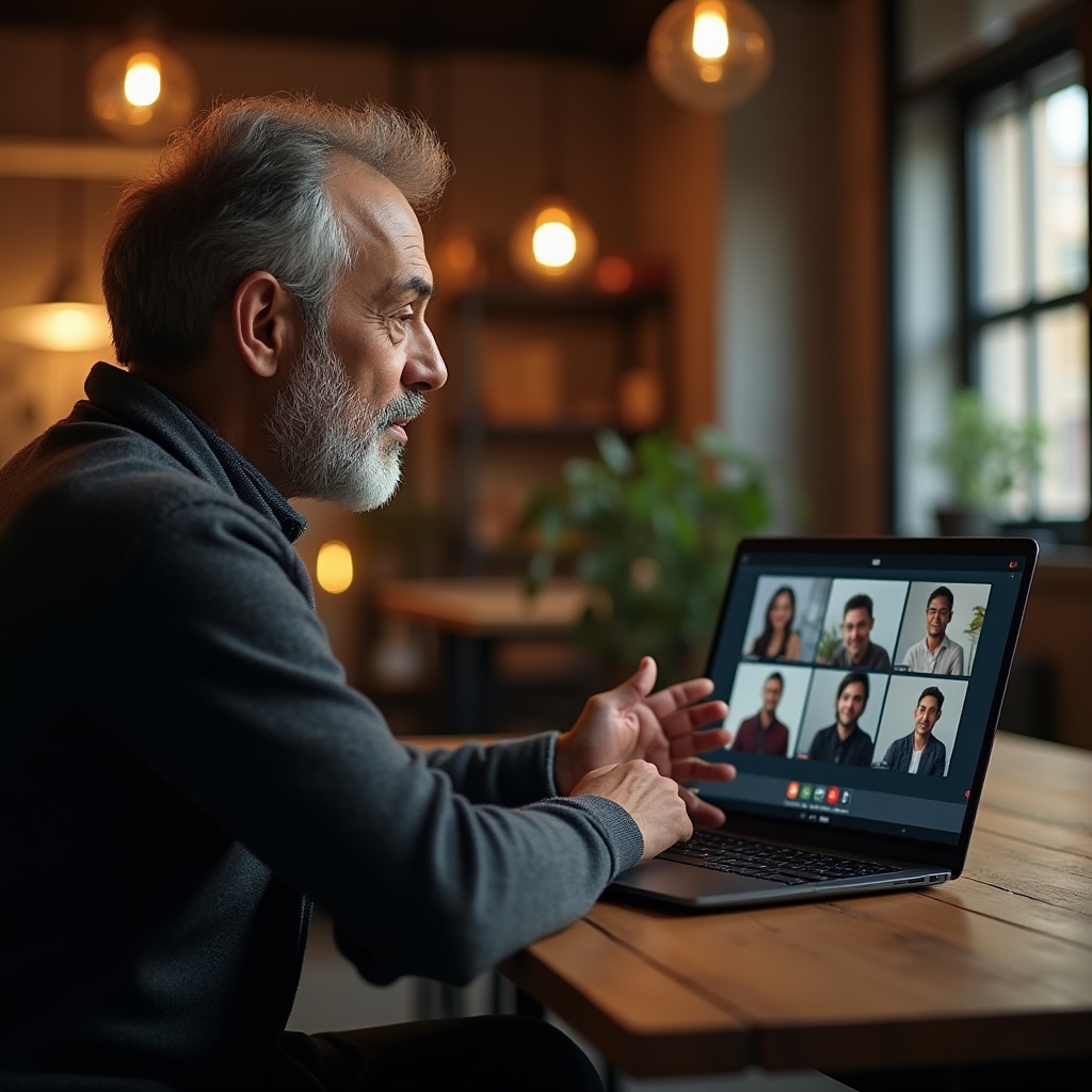Bildschirm einer Videokonferenz mit mehreren Teilnehmenden während des Orientierungsabends